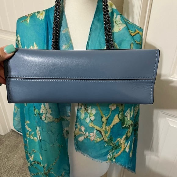 Coach Women’s Leather Parker Chain Flap Shoulder Bag, Blue - Picture 10 of 15